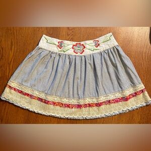 Embroidered Blue and Cream Women's Skirt